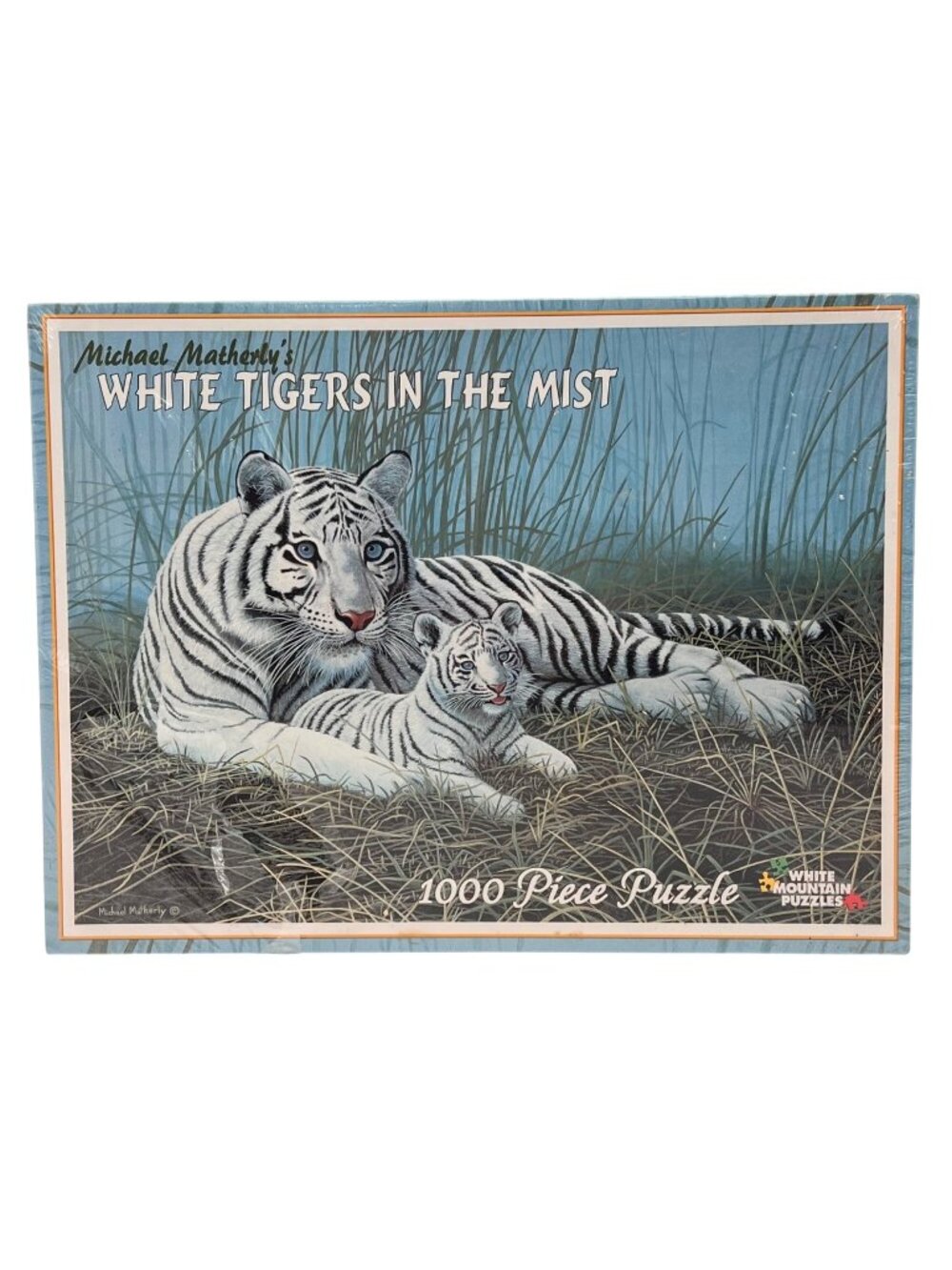 Michael Matherly's White Tigers In The Mist 1000 Piece Puzzle by White Mountain